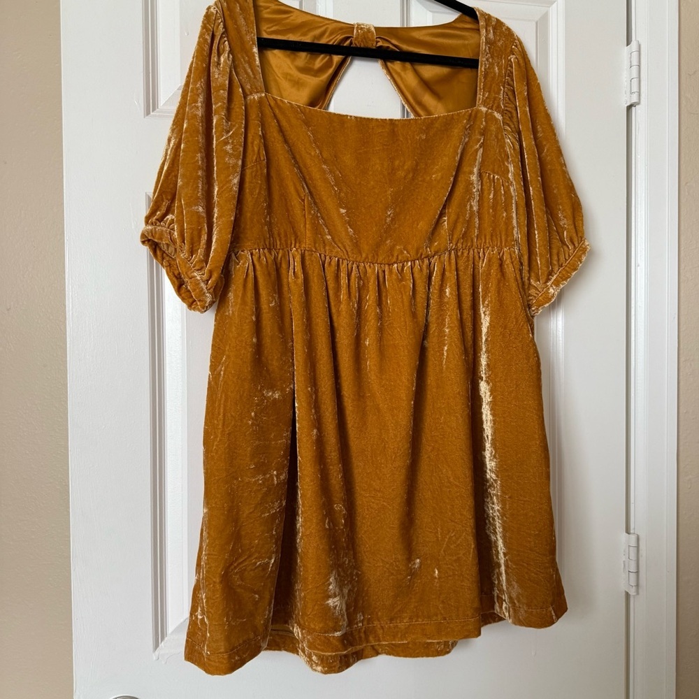 Modcloth Velvet Mini Dress in Rich Gold